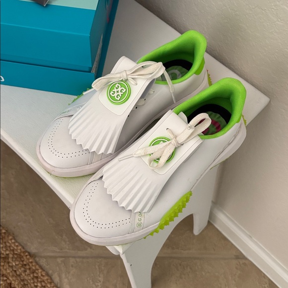 G/FORE White and Neon Green Athletic Shoes - Picture 9 of 9